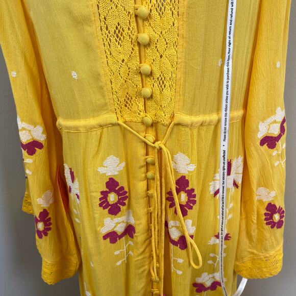 ModCloth Yellow Sunshine of Your Love Floral Embroidered Midi Dress Sz 6 - Picture 6 of 12